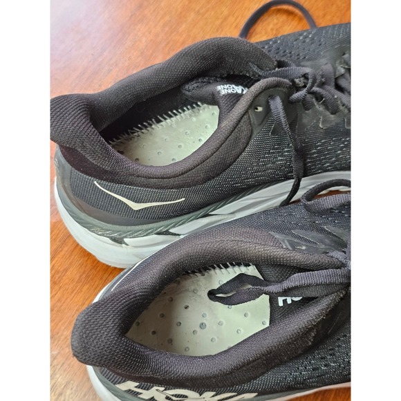 Hoka One mens Clifton 7 Black White Road Running Shoes Mens Sneaker size 8.5 main image 9